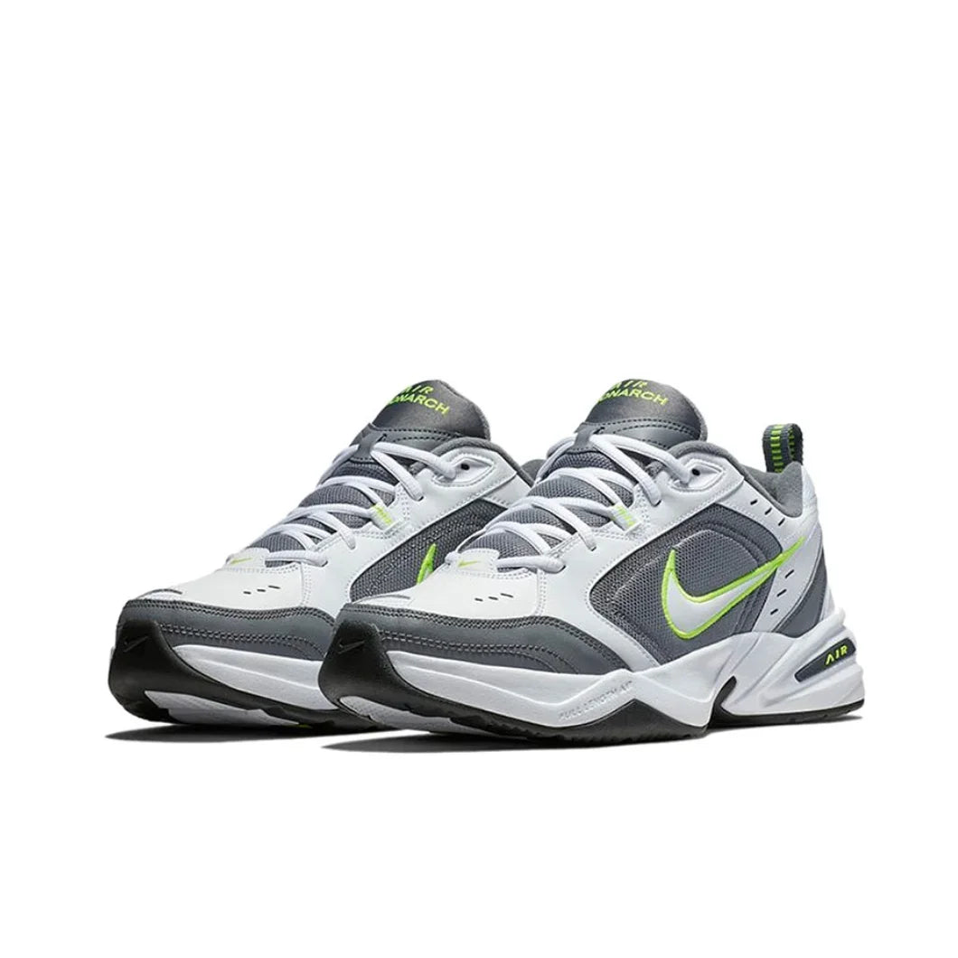 Zapatillas Nike Air Monarch 4 Low para hombre y mujer, clásicas, retro, informales, cómodas y acolchadas, color blanco y plateado