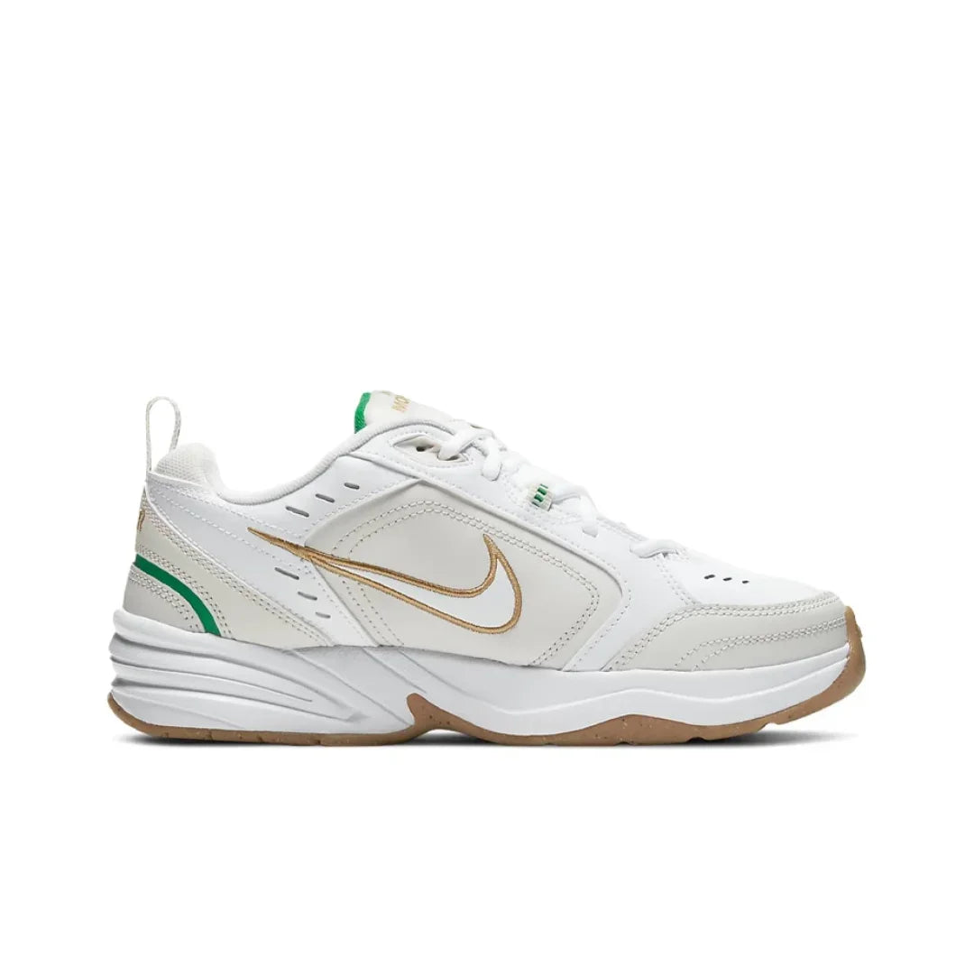 Zapatillas Nike Air Monarch 4 Low para hombre y mujer, clásicas, retro, informales, cómodas y acolchadas, color blanco y plateado