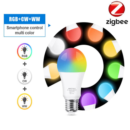 Tuya Wifi Smart Light Bulbs RGB WW CW 15W 18W E27 Zigbee Led Bulb Smart Home Tuya Zigbee Lamp Alexa Smart Lamp For Google Home