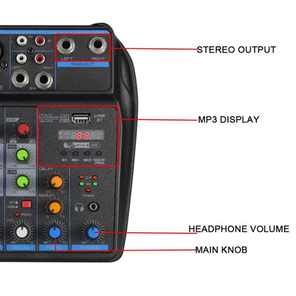 Mezclador de audio profesional de 4 canales