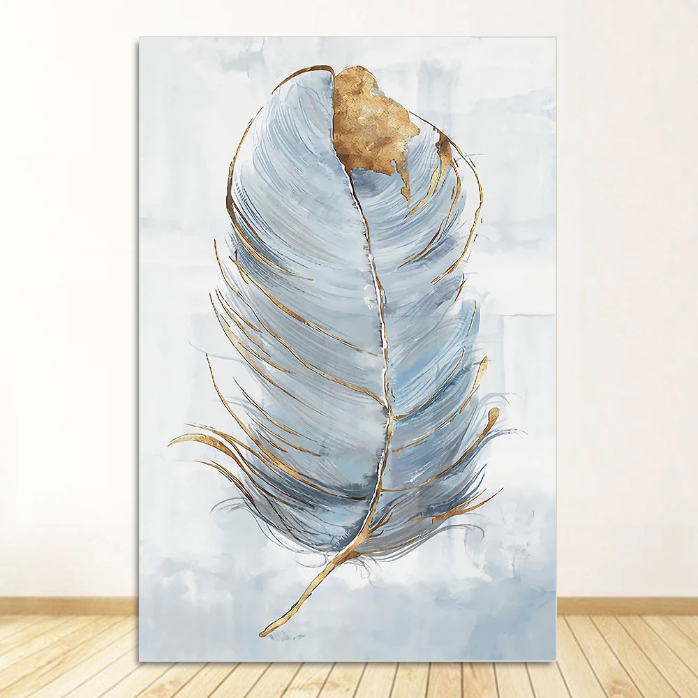 Lienzo con arte de flores escandinavas, pintura abstracta, impresión de plumas, imagen decorativa para sala de estar, póster de pared de decoración nórdica para el hogar