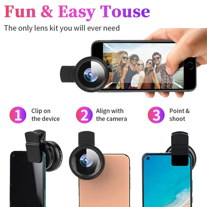 Clip de lente universal 2 en 1 de 37 mm para teléfono móvil