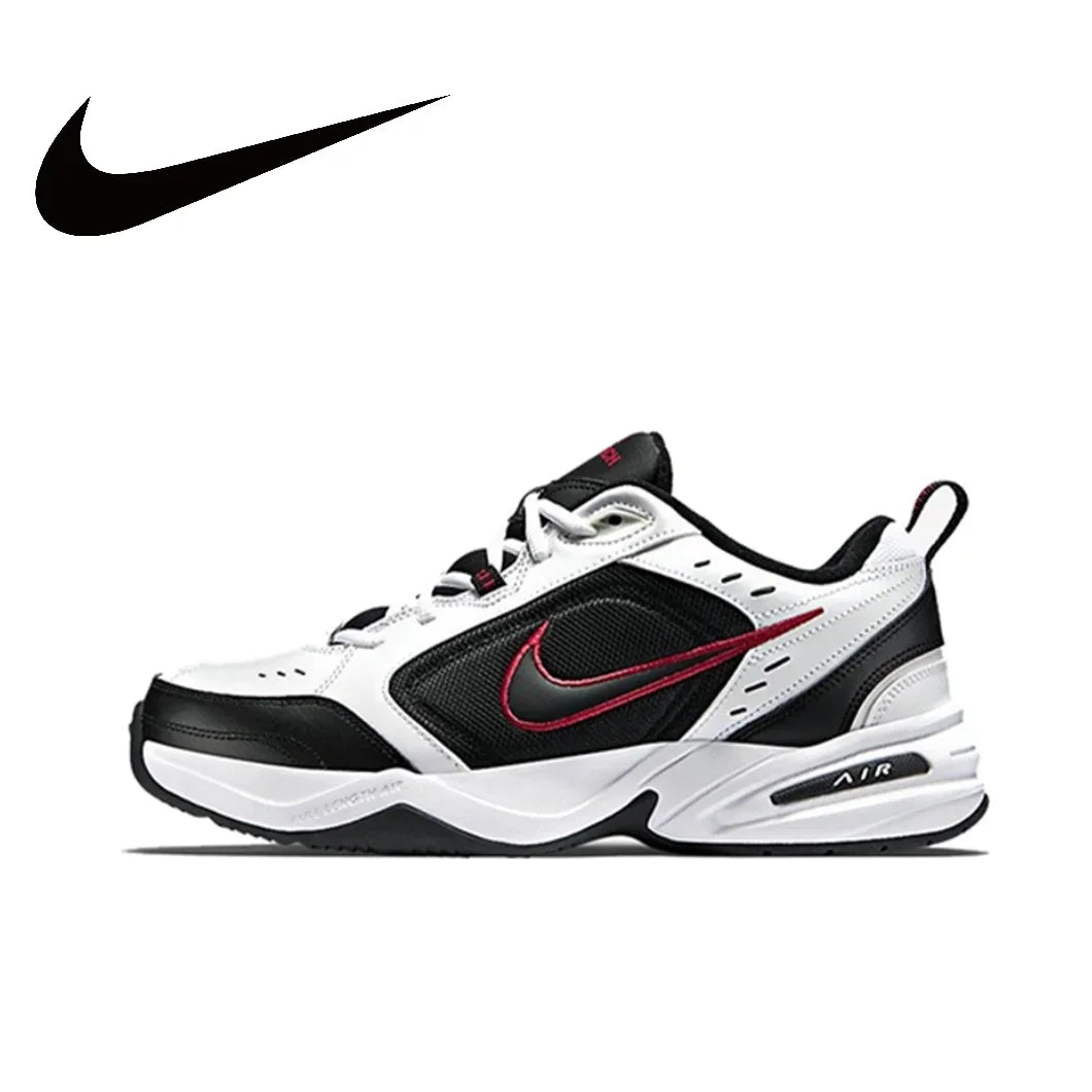 Zapatillas Nike Air Monarch 4 Low para hombre y mujer, clásicas, retro, informales, cómodas y acolchadas, color blanco y plateado