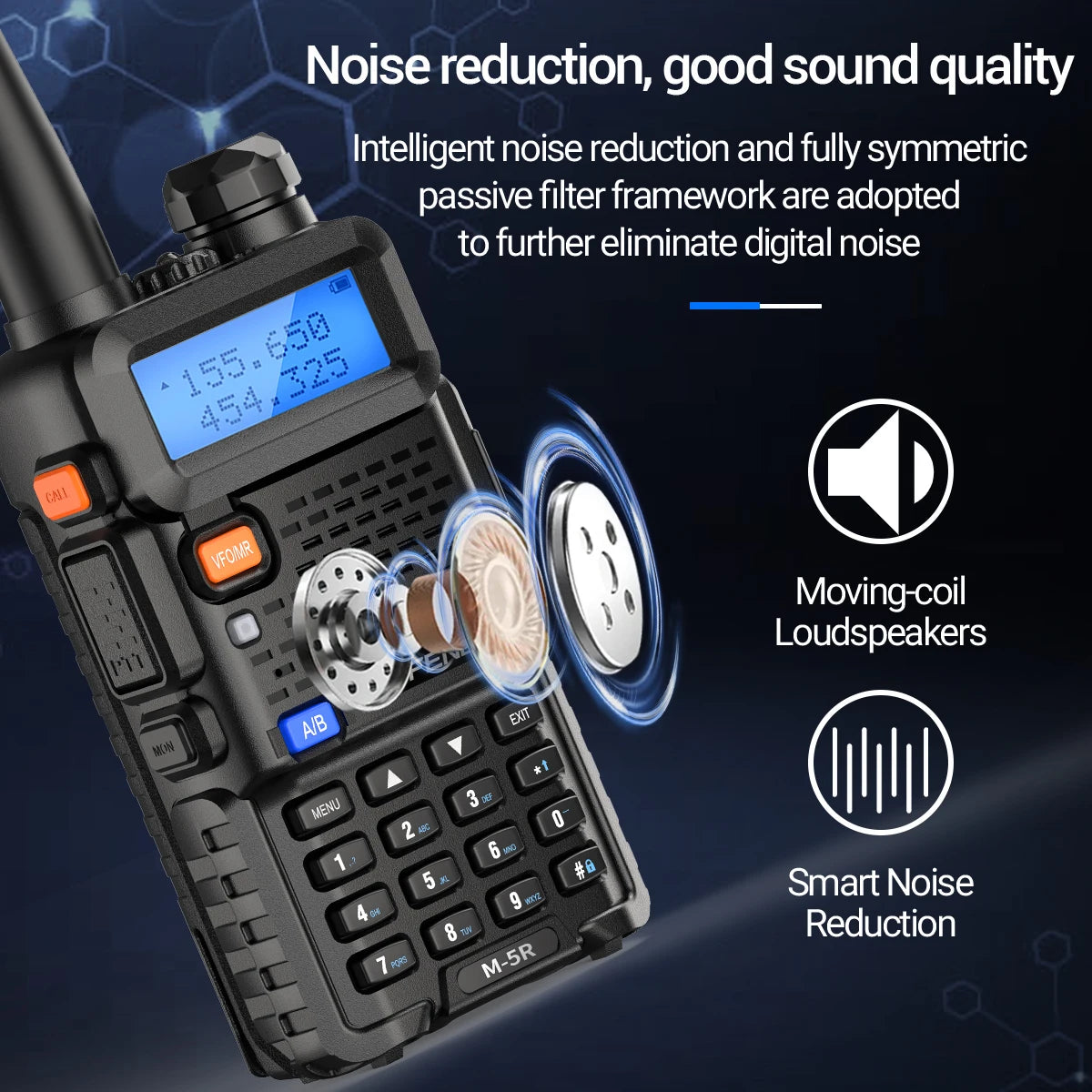 Baofeng M-5R Walkie Talkie de banda aérea de banda completa