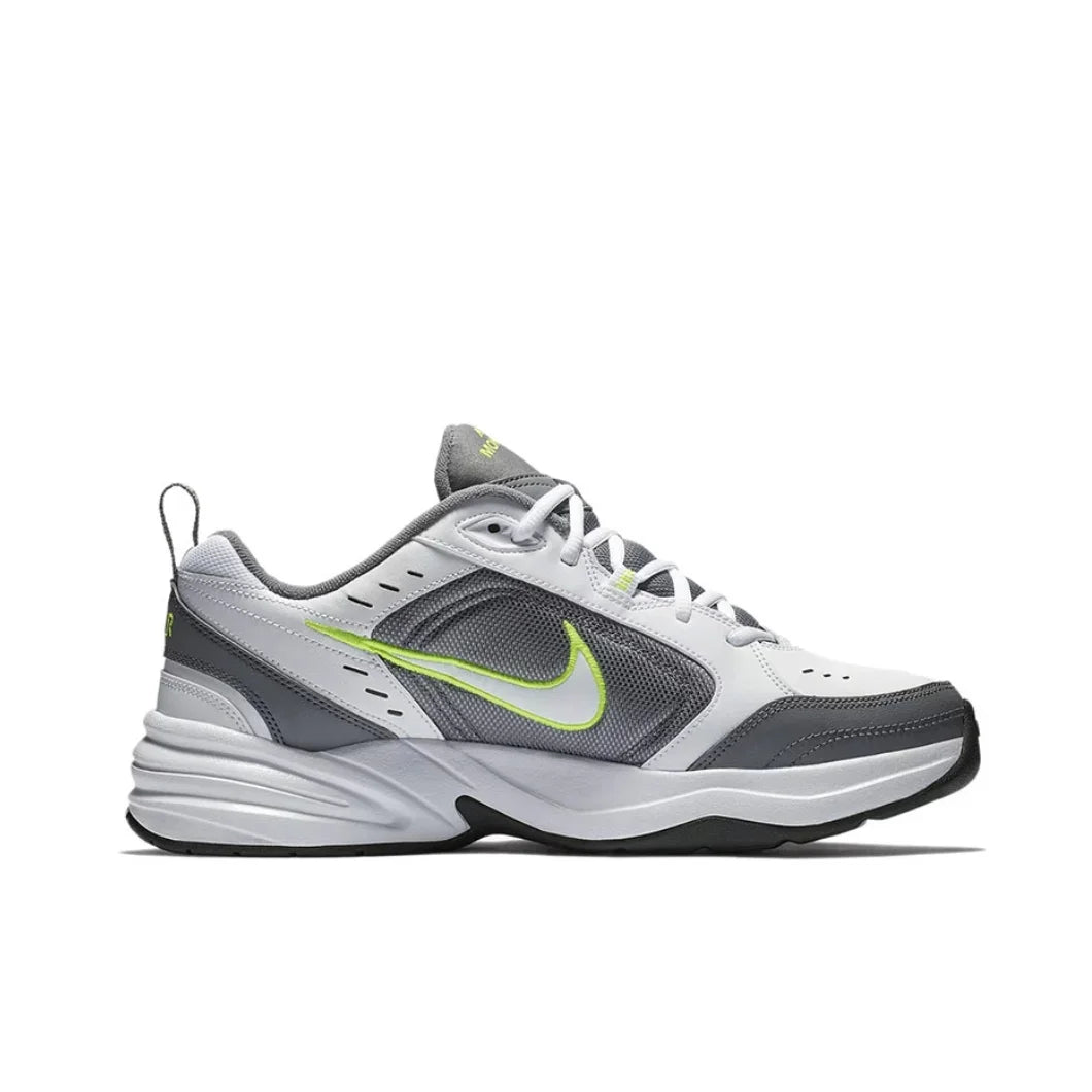 Zapatillas Nike Air Monarch 4 Low para hombre y mujer, clásicas, retro, informales, cómodas y acolchadas, color blanco y plateado