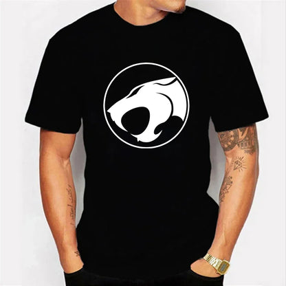 Camiseta luminosa ThunderCat para hombre, moda informal, manga corta, cuello redondo, ropa para hombre, camiseta hipster brillante ThunderCat