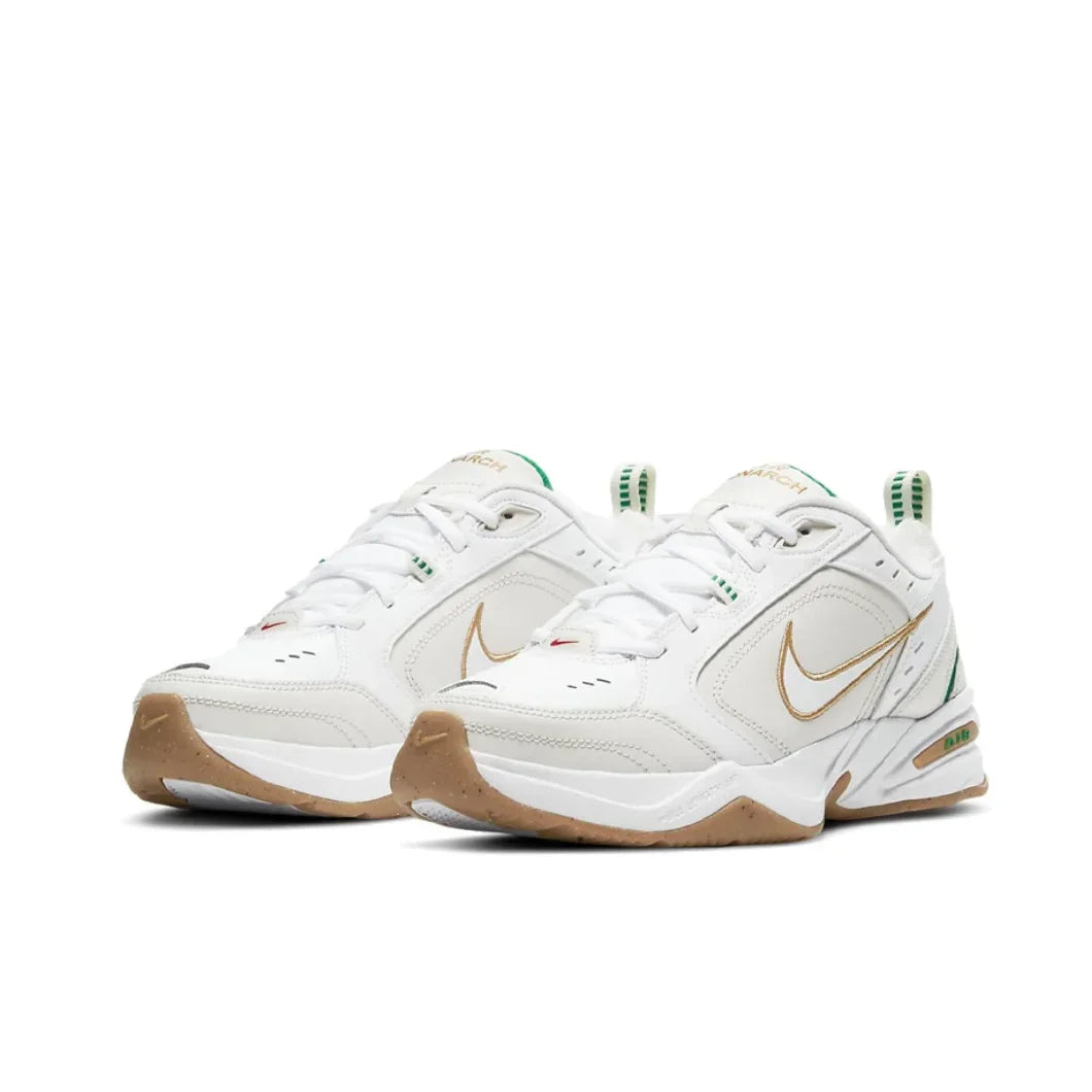 Zapatillas Nike Air Monarch 4 Low para hombre y mujer, clásicas, retro, informales, cómodas y acolchadas, color blanco y plateado