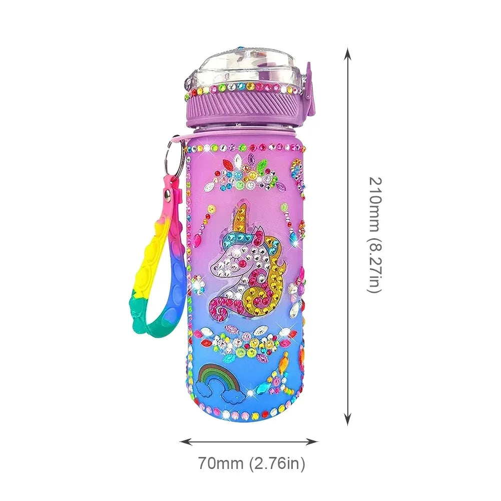 Botella de agua de unicornio de 600 ml para niños