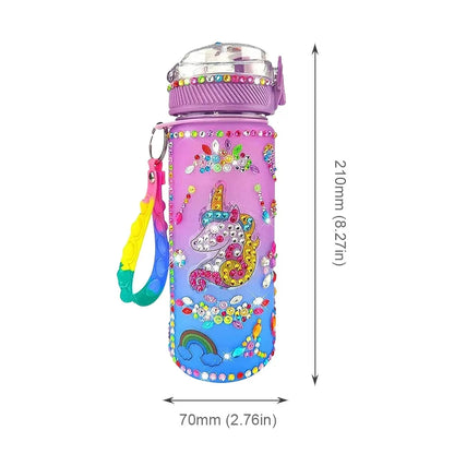 Botella de agua de unicornio de 600 ml para niños