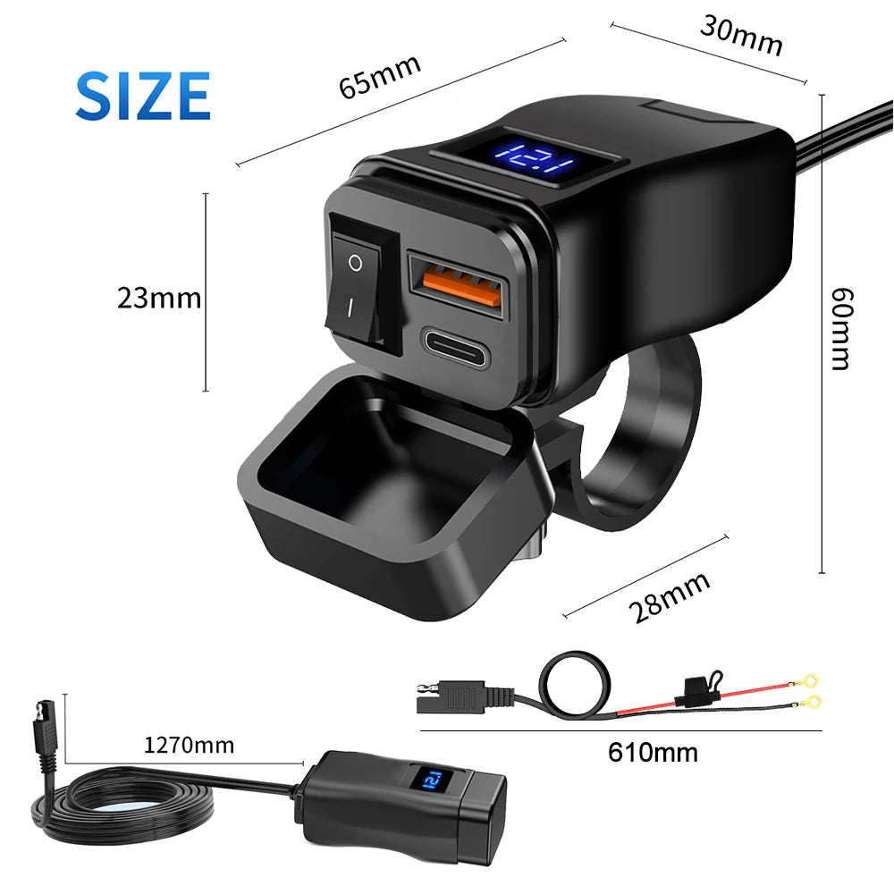 Cargador de motocicleta con doble USB QC3.0