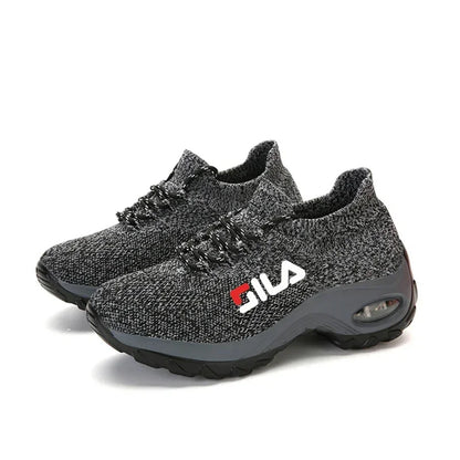 Zapatillas de tenis para mujer, de malla transpirable, con aumento de altura, sin cordones, para exteriores, con plataforma y suela gruesa