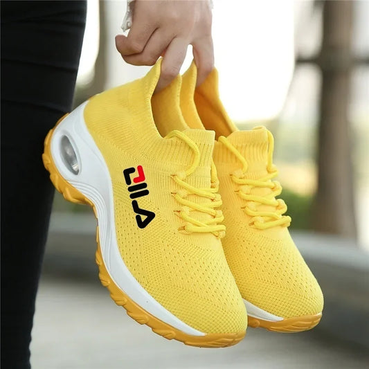 Zapatillas de tenis para mujer, de malla transpirable, con aumento de altura, sin cordones, para exteriores, con plataforma y suela gruesa