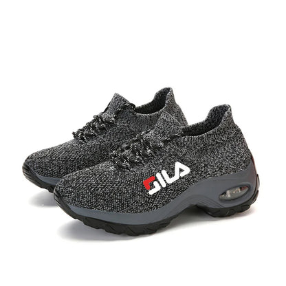 Zapatillas de tenis para mujer, de malla transpirable, con aumento de altura, sin cordones, para exteriores, con plataforma y suela gruesa