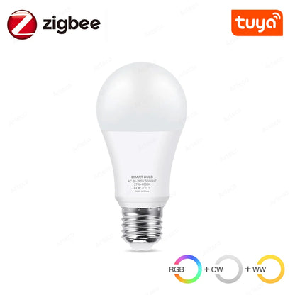 Tuya Wifi Smart Light Bulbs RGB WW CW 15W 18W E27 Zigbee Led Bulb Smart Home Tuya Zigbee Lamp Alexa Smart Lamp For Google Home