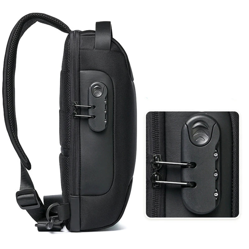 Bolso bandolera USB para hombre, antirrobo, impermeable